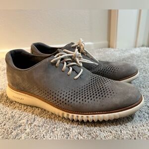 COLE HAAN 2.ZERØGRAND Laser Wingtip Oxfords MENS SIZE 10.5 Grey Nubuck